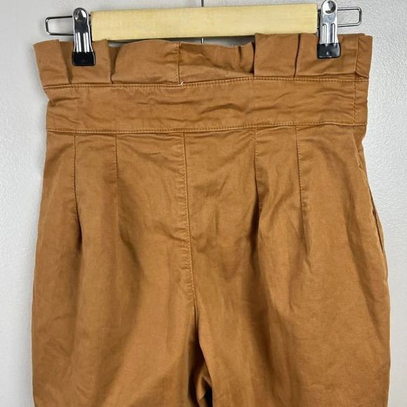 Free People Paperbag Waist Pants Size 0 High Rise Pleated Work Academia Brown - Picture 8 of 10